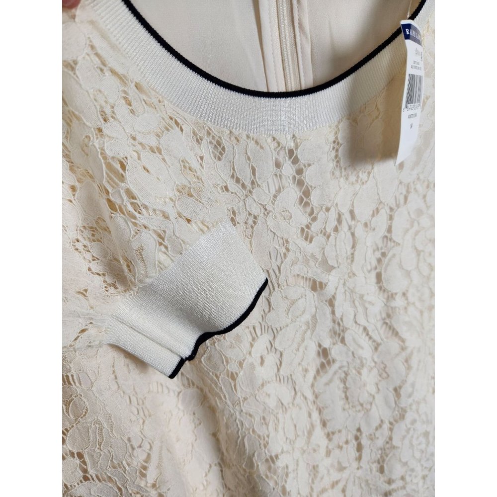 Lauren Ralph Lauren Women's Sz. 14 Winter Cream Lace Long Sleeve Shift Dress NWT - Picture 3 of 7